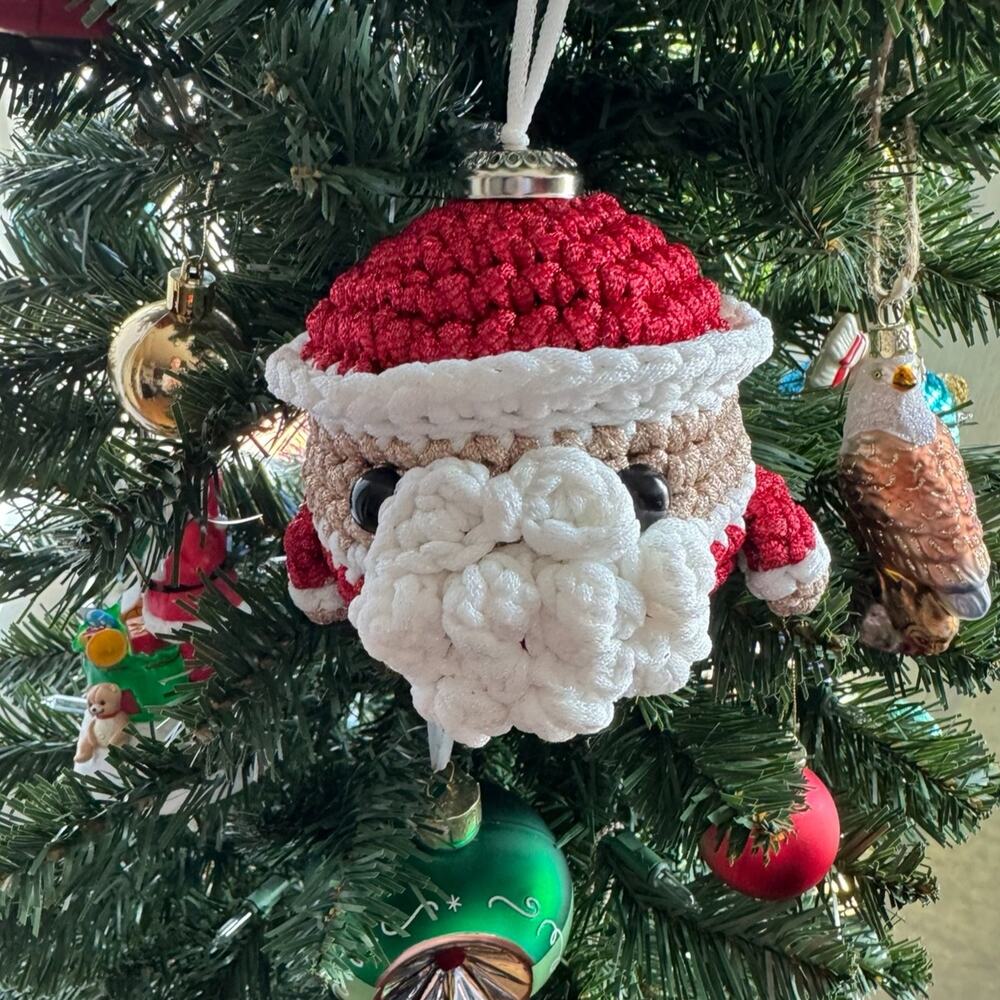 *Pre-made Plushie* The Woobles Santa Claus Crochet Glitter Holiday Ornament